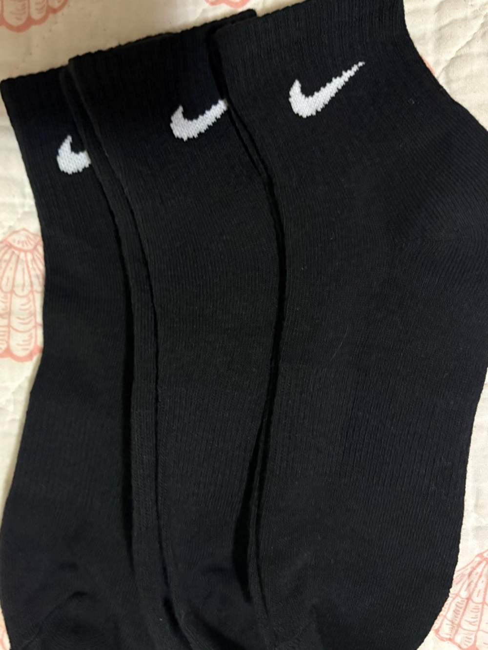 NWOT Nike Black Ankle Socks with White Swoosh - 3 Pack